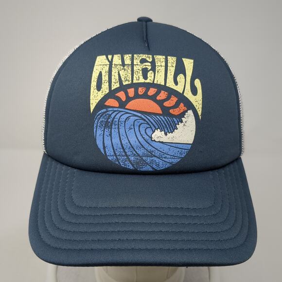 O'Neill Waves Snapback Trucker Hat Blue One Size Adjustable Mesh Back - Picture 2 of 8